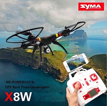 HB HOMEBOAT® SYMA X8W Venture FPV Real-Time WiFi Quadrocopter Ufo mit Video Live-Übertragung Schwarz 2015 Neueste Modell - 1
